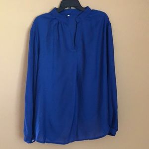 Ocean Blue Tunic Flowy V Top with loose long sleeves